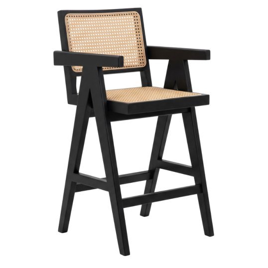 SBS-01 Bar stool — Teak wood & rattan