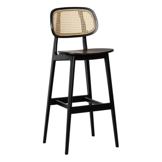 SBS-05 Bar stool — Teak wood & rattan