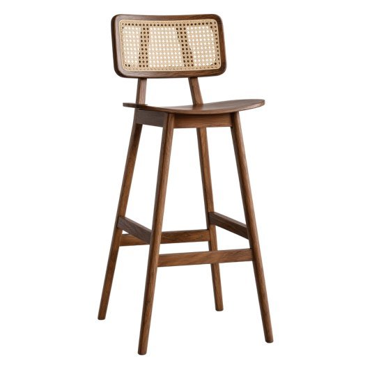 SBS-06 Bar stool — Teak wood & rattan