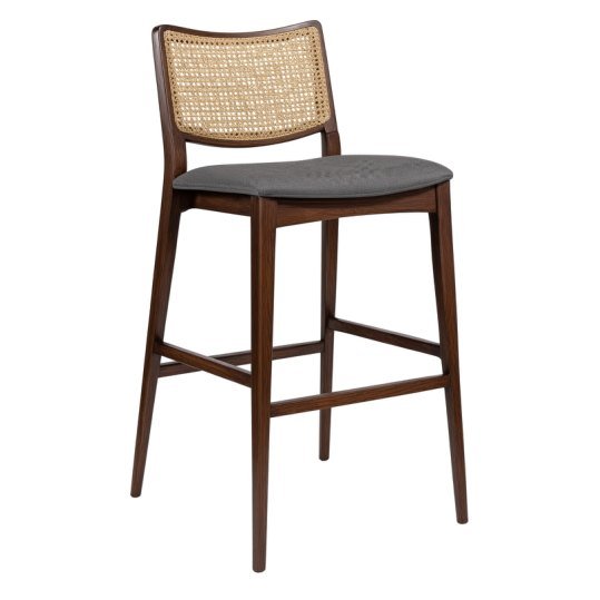 SBS-07 Bar stool — Teak wood & rattan