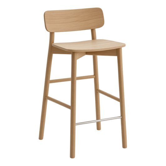 SBS-14 Bar stool — Teak wood & stainless steel