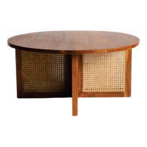 SCT-15 Coffee table — Teak wood & rattan