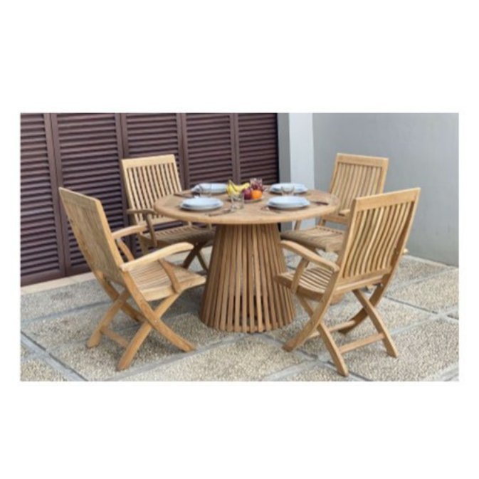 Nusa Dua Dining Table 120 cm with Bali Folding Armchair