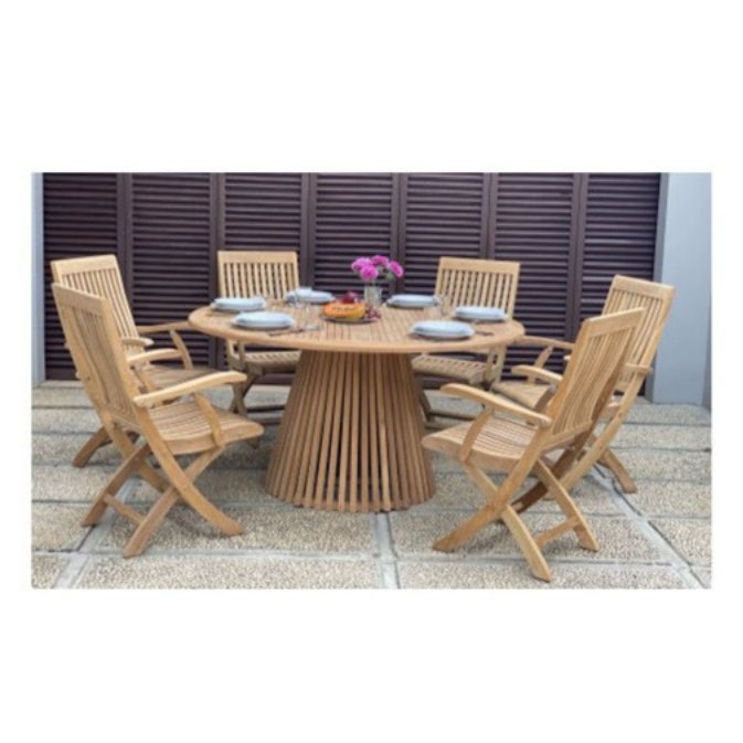 Nusa Dua Dining Table 150 cm with Bali Folding Armchair