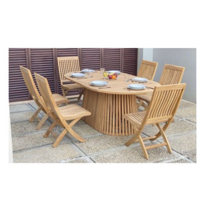 Nusa Dua Dining Table 200 × 120 cm with Bali Folding Chair