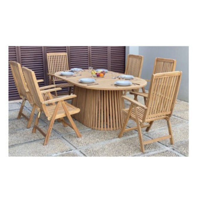 Nusa Dua Dining Table 200 × 120 cm with Gresik Reclining Chair