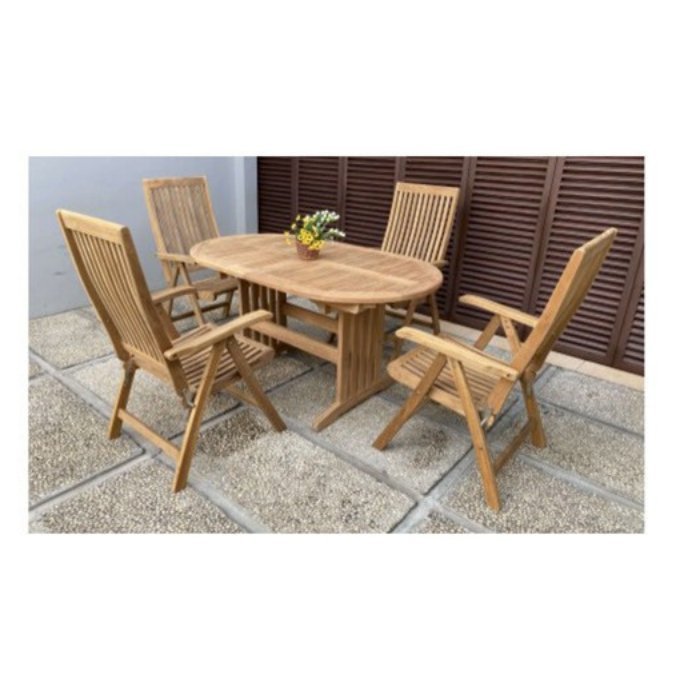 Surabaya Oval Extension Table 150–210 cm with Bogor Reclining Chair