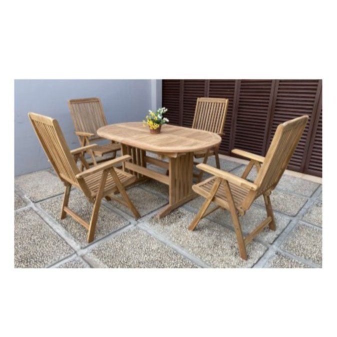 Surabaya Oval Extension Table 150–210 cm with Gresik Reclining Chair