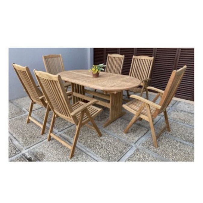 Surabaya Oval Extension Table 180–240 cm with Helsinki Reclining Chair