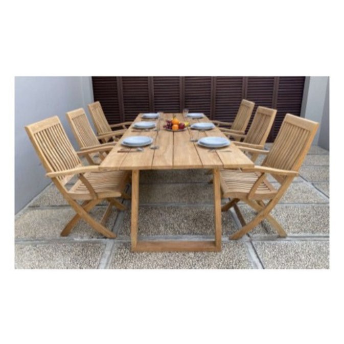 Tretes Dining Table with Bali Folding Armchair