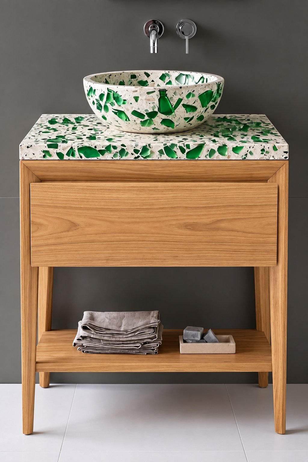 Ella Terrazzo Vanity — teak bathroom furniture