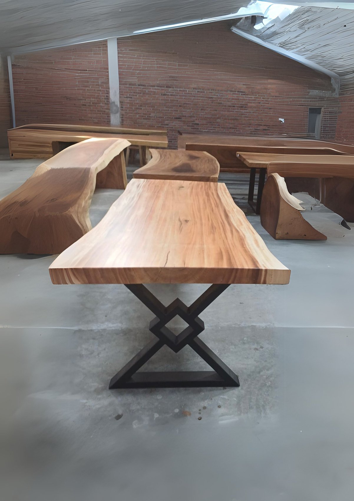ST-09 Live-edge slab · Diamond X-leg